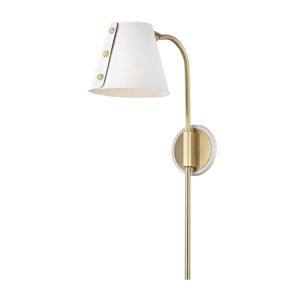 Meta Aged Brass 7-Inch LED Wall Sconce with White Accents, image 1