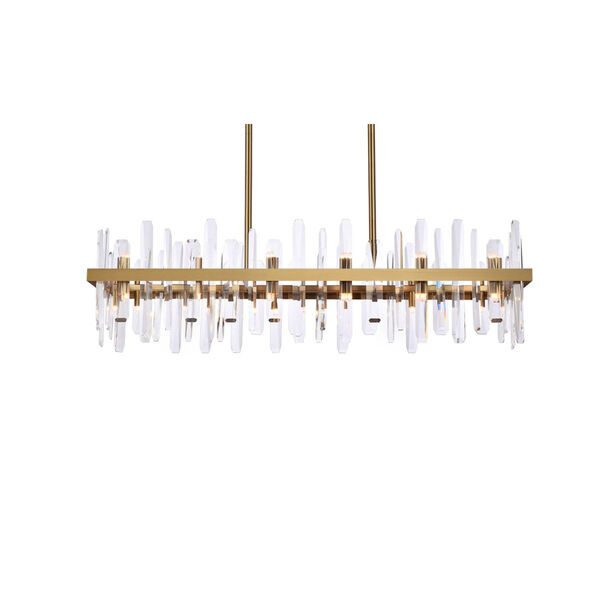 Serena Satin Gold and Clear 42-Inch Rectangle Chandelier, image 3