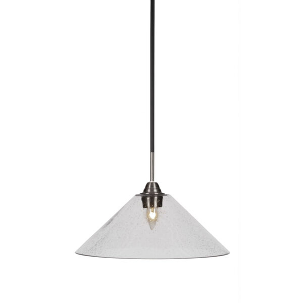 Paramount Matte Black and Brushed Nickel 16-Inch One-Light Pendant with Clear Bubble Glass Shade, image 1