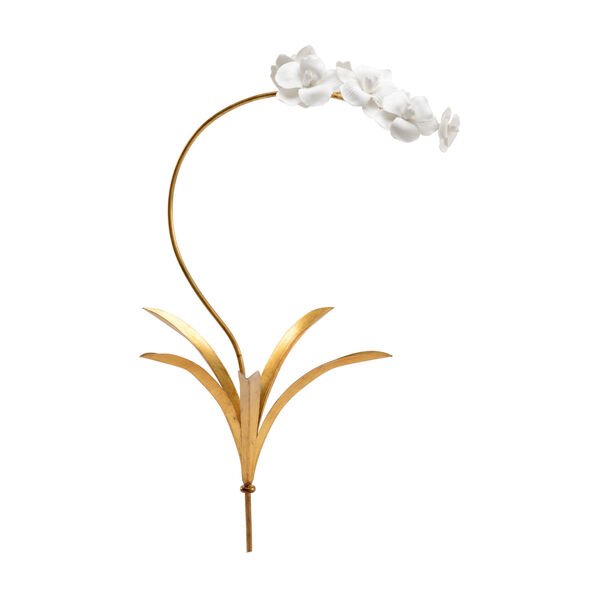 White and Antique Gold Orchid Stem Home Decor, image 1