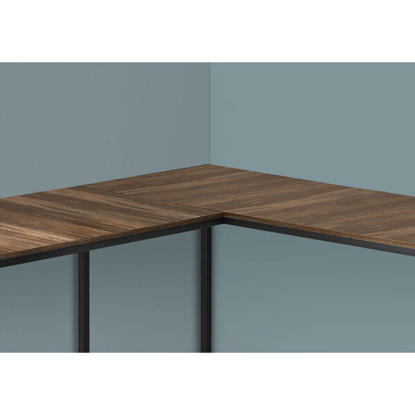 Brown Reclaimed and Black L-Shaped Computer Desk, image 3