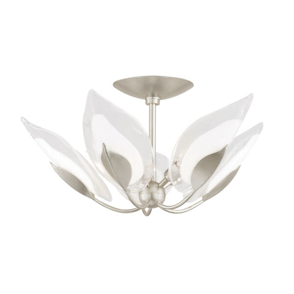 Blossom Silver Five-Light Semi-Flush Mount with Clear Glass, image 1
