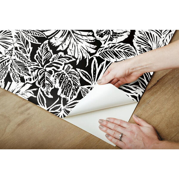 Batik Tropical Leaf Black Peel And Stick Wallpaper – SAMPLE SWATCH ONLY, image 4