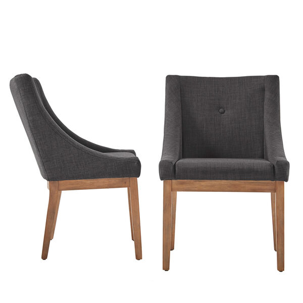 Century Dark Grey Linen Slope Arm Side Chair, Set of 2, image 3