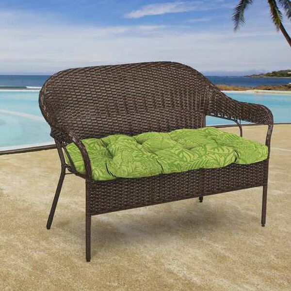 Maven Leaf Green 44 x 18 Inches French Edge Tufted Outdoor Settee Cushion, image 4