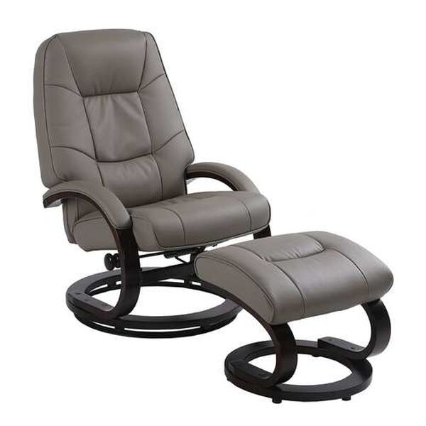 Sundsvall Putty and Chocolate Air Leather Recliner with Ottoman, Set of 2, image 1