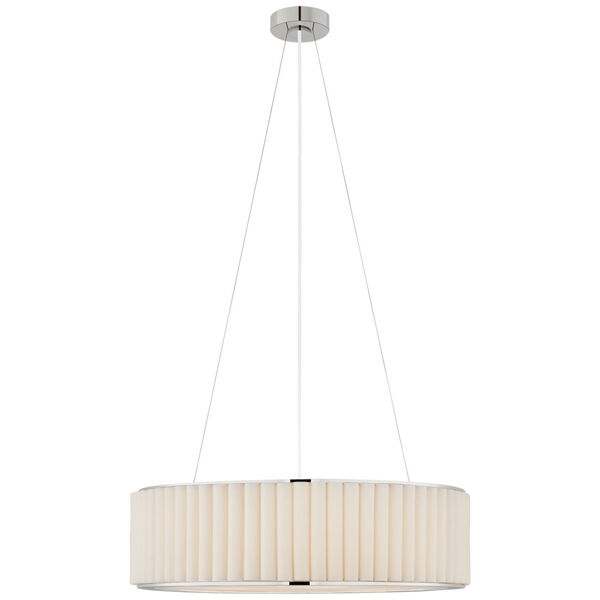 Palati Large Hanging Shade in Polished Nickel with Linen Shade by Ian K. Fowler, image 1