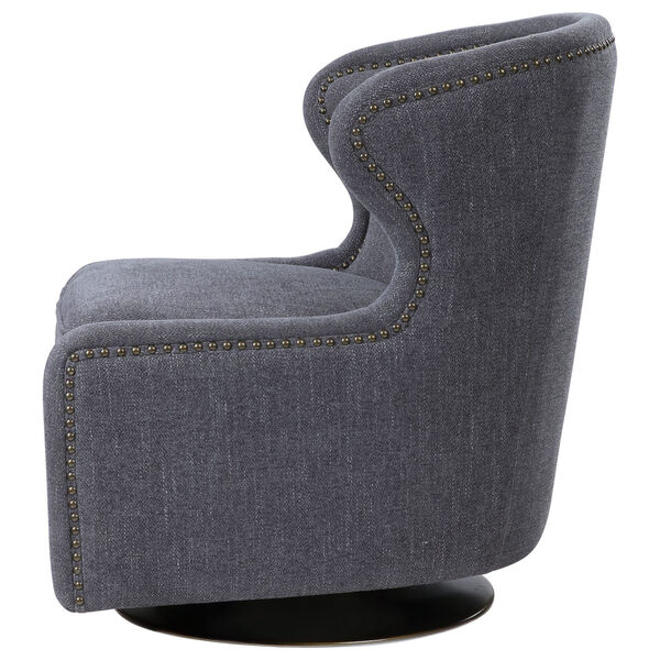 Biscay Dark Charcoal Gray Swivel Chair, image 3