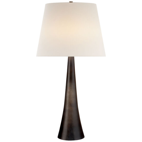 Dover Table Lamp in Aged Iron with Linen Shade by AERIN, image 1