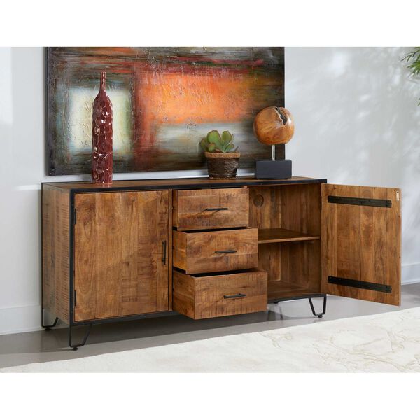 Blaise Natural and Black Urban Style Two Door Credenza, image 6