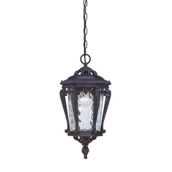 Stratford Architectural Bronze One-Light Outdoor Hanging Fixture with Clear Hammered Water Glass, image 1