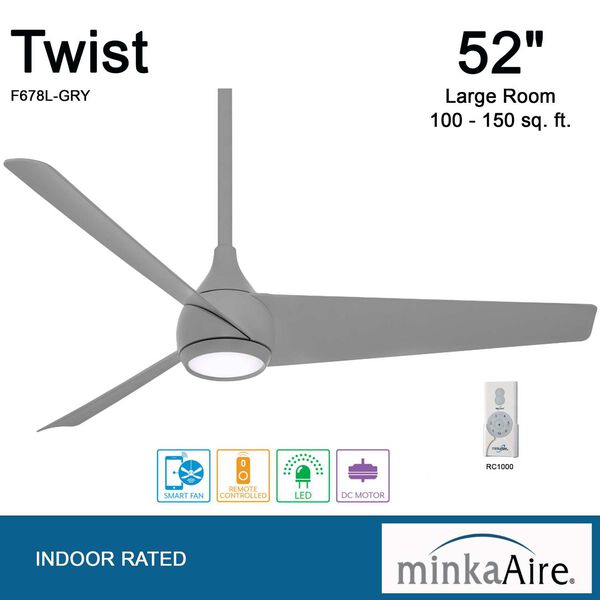Twist Grey 52-Inch Integrated LED Ceiling Fan, image 6