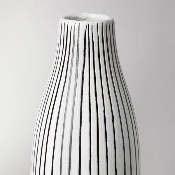 Kira I White Pinstripe Ceramic Vase, image 4