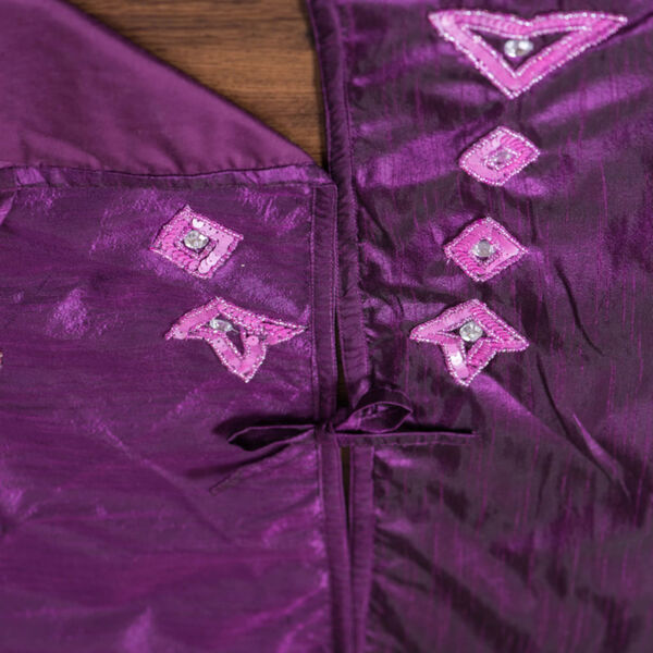 Romance Purple 60-Inch Tree Skirt with Elegant Polysilk Dupioni Fabric, image 5