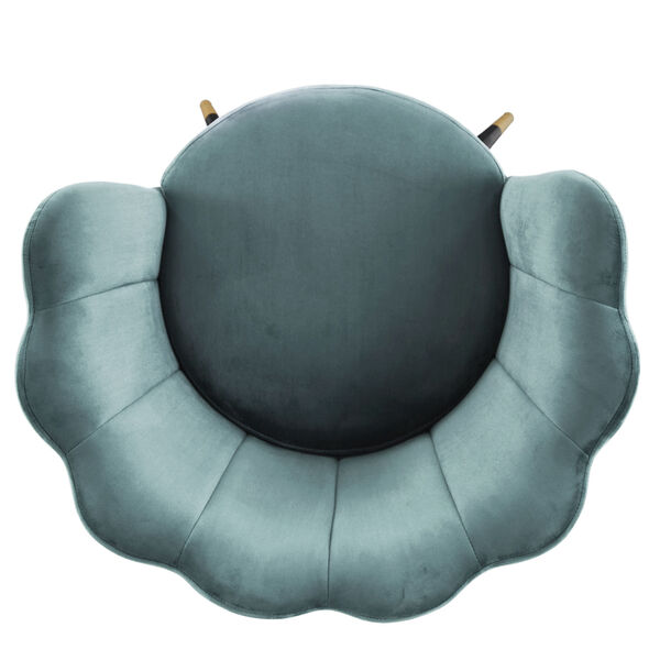 Stella Blue Velvet Seashell Armless Chair with Black and Gold Leg, image 6