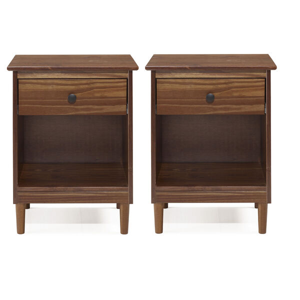 Spencer Walnut Single Drawer Solid Wood Nightstand, Set of Two, image 4