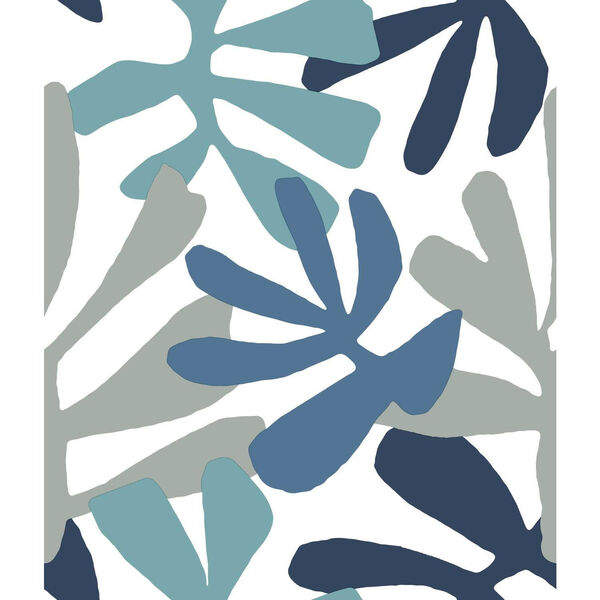 Risky Business III Blue Gray Kinetic Tropical Peel and Stick Wallpaper, image 2