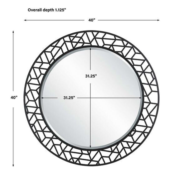 Mosaic Satin Black Metal Round Wall Mirror, image 3