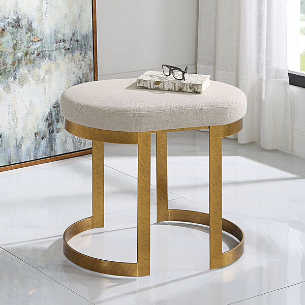 Infinity Satin Gold and White Accent Stool, image 2