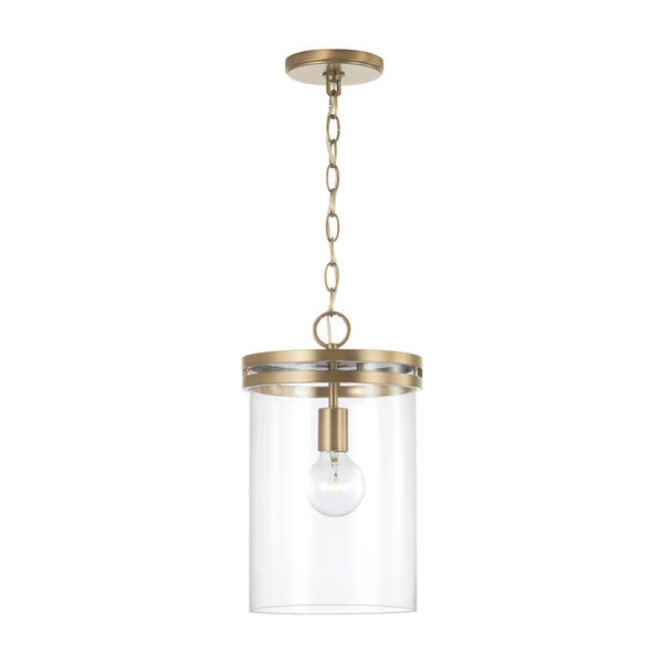 Fuller Aged Brass One-Light Pendant with Clear Glass, image 1