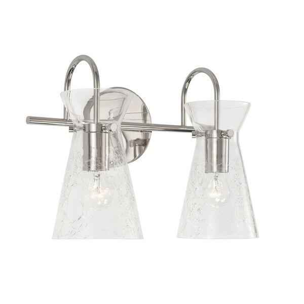 Mila Two-Light Vanity with Clear Half-Crackle Glass, image 1