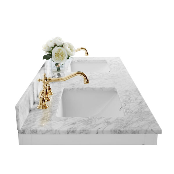 Maili White 60-Inch Vanity Console with Mirror and Gold Hardware, image 5