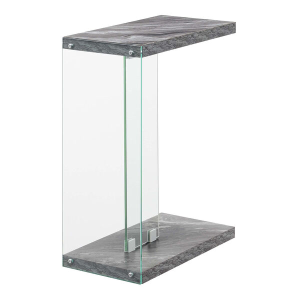 SoHo Gray Faux Marble and Glass C-End Table, image 1