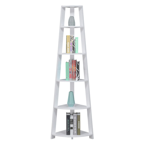 Newport White Five-Tier Corner Bookcase, image 3
