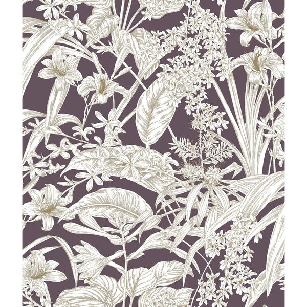 Orchid Conservatory Toile Mulberry Wallpaper, image 2