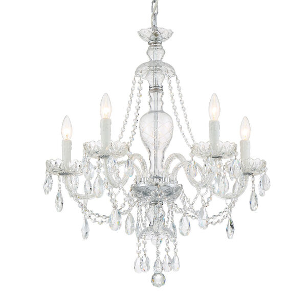 Candace Polished Chrome  25-Inch Five-Light Hand Cut Crystal Chandelier, image 1