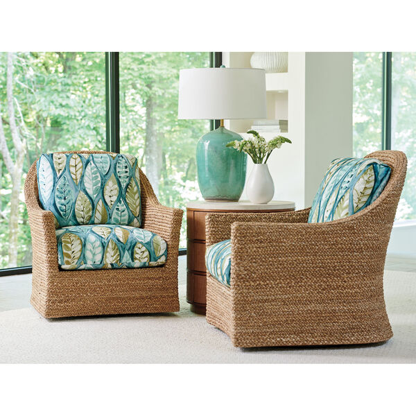 Palm Desert Brown and Blue Soren Swivel Chair, image 2