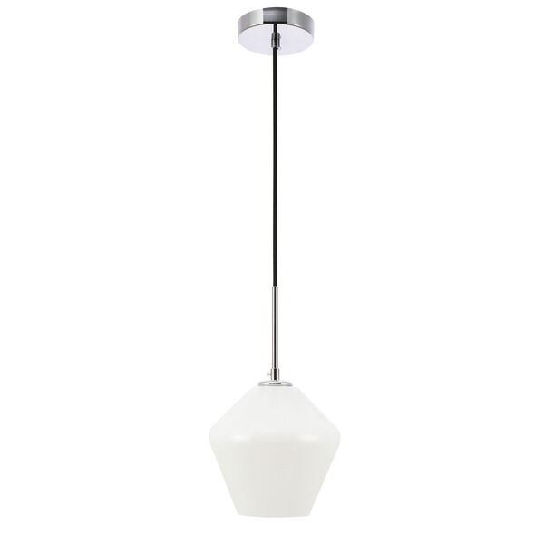 Gene Chrome Eight-Inch One-Light Mini Pendant with Frosted White Glass, image 3