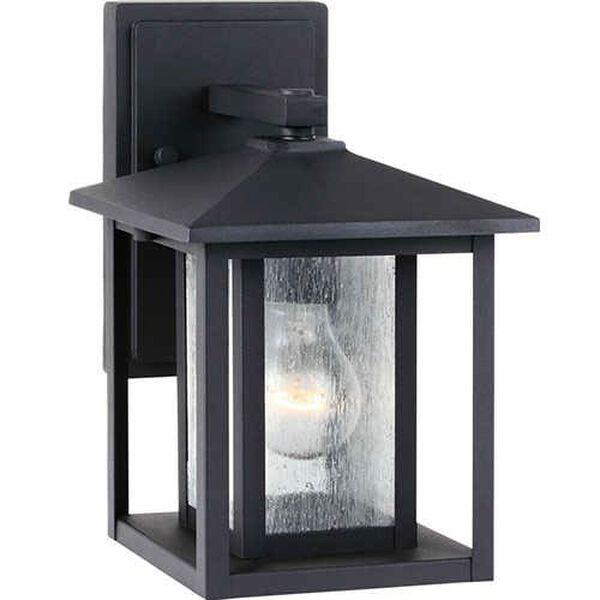 Hunnington Black 7-Inch Wide One-Light Outdoor Wall Lantern with Clear Seeded Glass, image 1