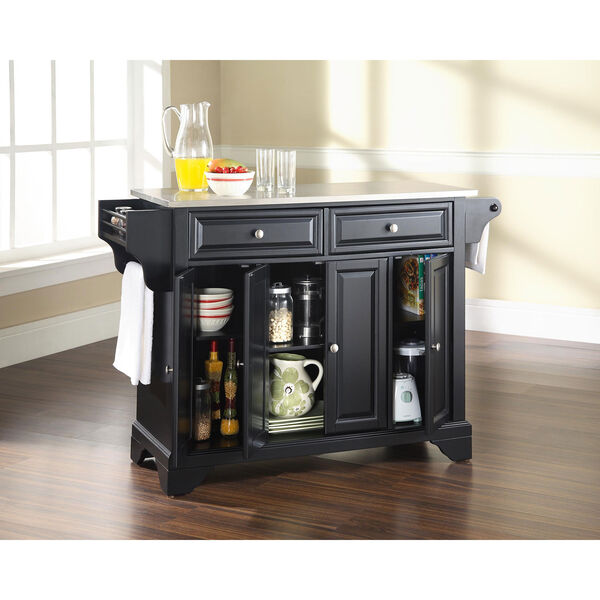 LaFayette Stainless Steel Top Kitchen Island in Black Finish, image 5