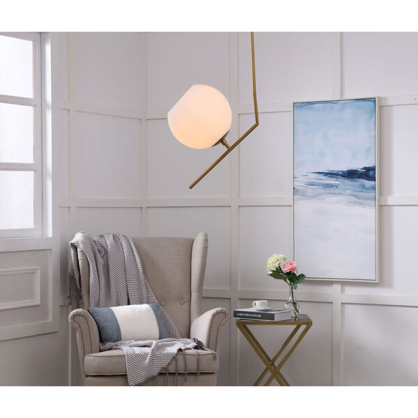 Ryland Brass One-Light Pendant with Frosted White Glass, image 2