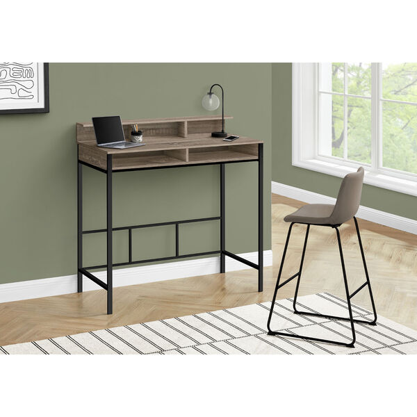 Dark Taupe and Black Standing Height Computer Desk, image 4