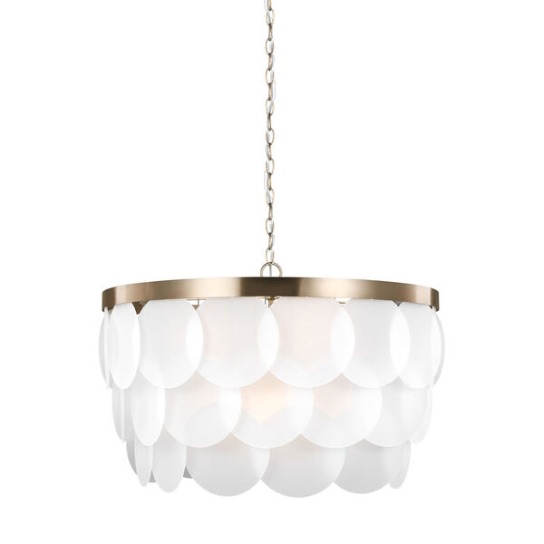 Mellita Satin Brass Eight-Light Pendant with Satin Etched Shade, image 2