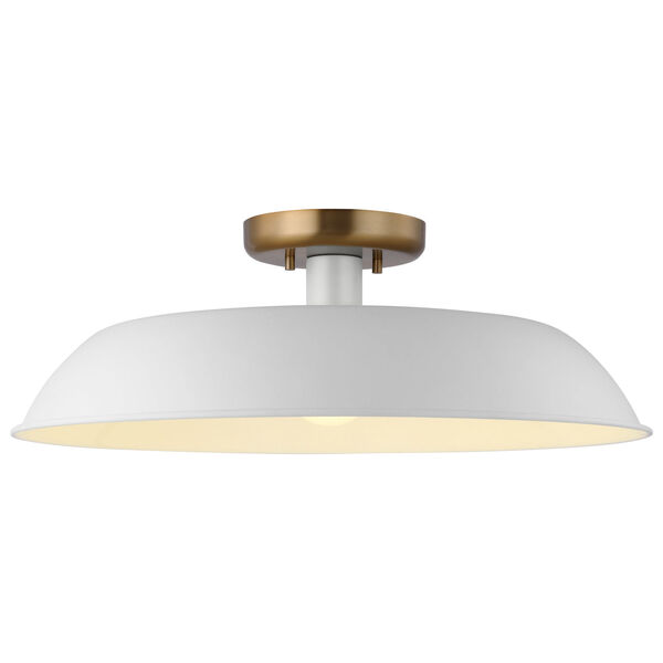 Colony Matte White and Burnished Brass One-Light Semi Flush Mount, image 2