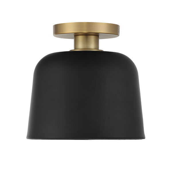 Chelsea Matte Black and Natural Brass One-Light Semi-Flush Mount, image 3