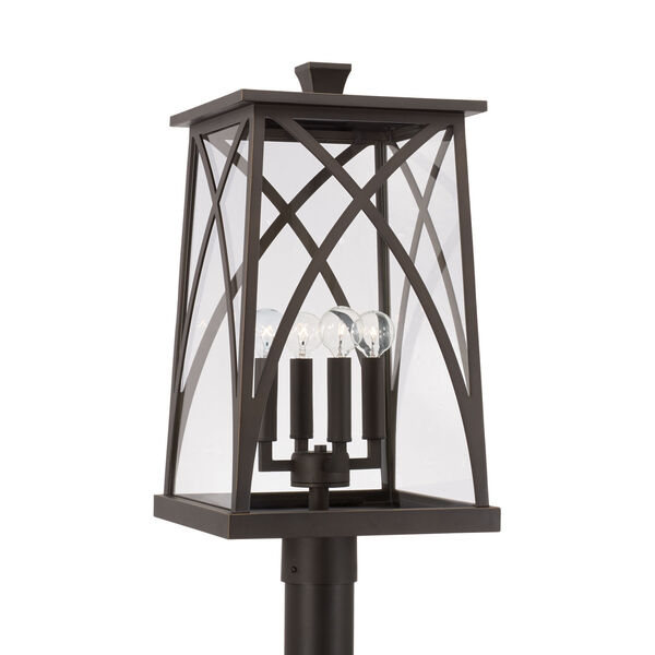 Marshall Oiled Bronze Outdoor Four-Light Post Lantern with Clear Glass, image 1