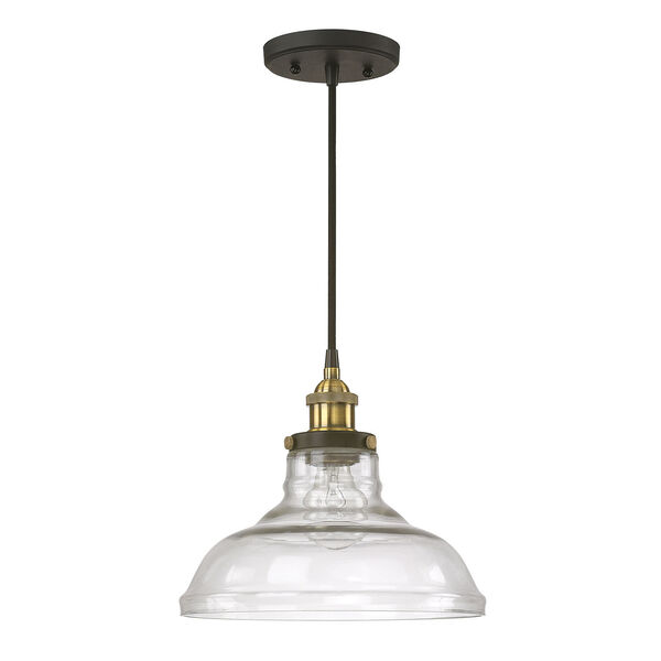 Bronze and Brass 11-Inch One-Light Pendant, image 1