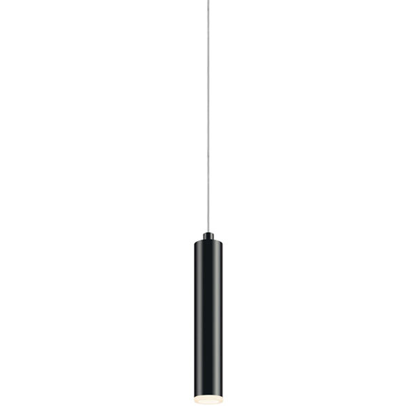 Micro Tube Satin Black LED 1.5-Inch Mini Pendant with Frosted Acrylic Shade, image 1