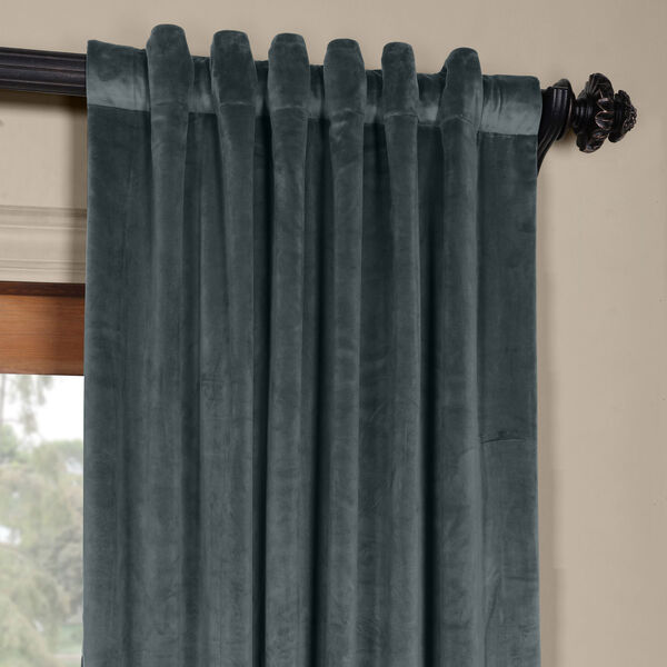Blue 108 x 50 In. Plush Velvet Curtain Single Panel, image 4