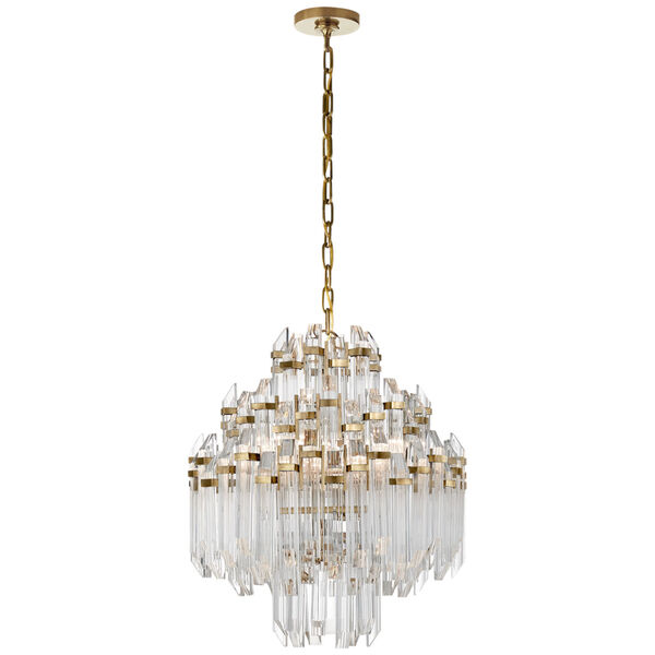 Adele Four Tier Waterfall Chandelier in Hand-Rubbed Antique Brass with Clear Acrylic by Suzanne Kasler, image 1