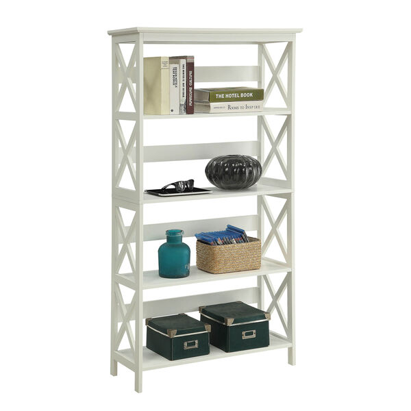 Selby White 60-inch Five Tier Bookcase, image 2