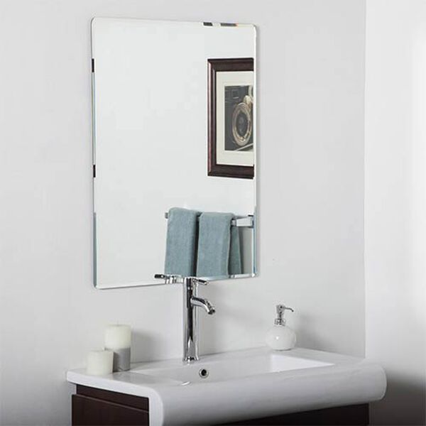 Vera Rectangular Beveled Frameless Bathroom Mirror, image 1