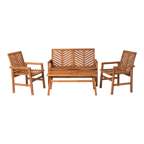 Brown 25-Inch Four-Piece Chevron Outdoor Chat Set, image 4