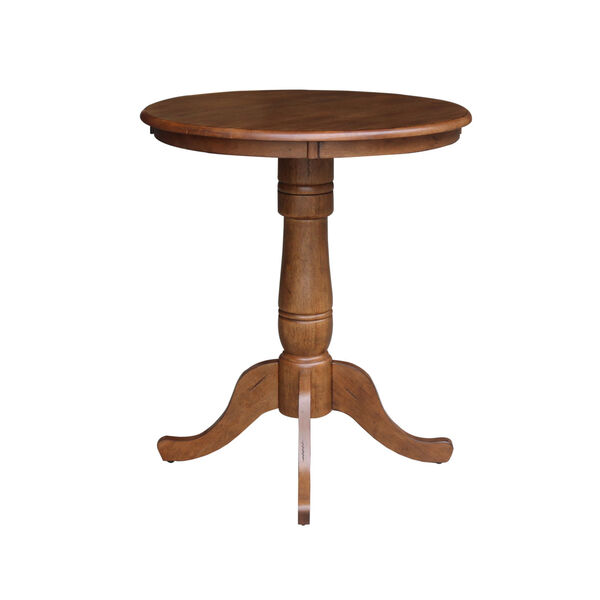 Distressed Oak 35-Inch Round Top Counter Height Pedestal Table, image 1