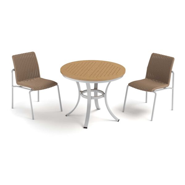 Orso and Travira Brown Gray Three-Piece Cafe Bistro Table and Side Chairs Set, image 1