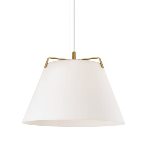 Devin Satin Gold and White One-Light Line-Voltage Pendant, image 1